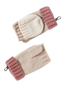 Mädchen-Set: Mütze, Rundschal & 2-in-1-Handschuhe, Colorblock
