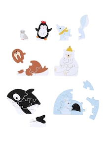 Set aus 3D-Puzzle PINGUIN Tiere der Arktis aus Holz FSC® für Kinder