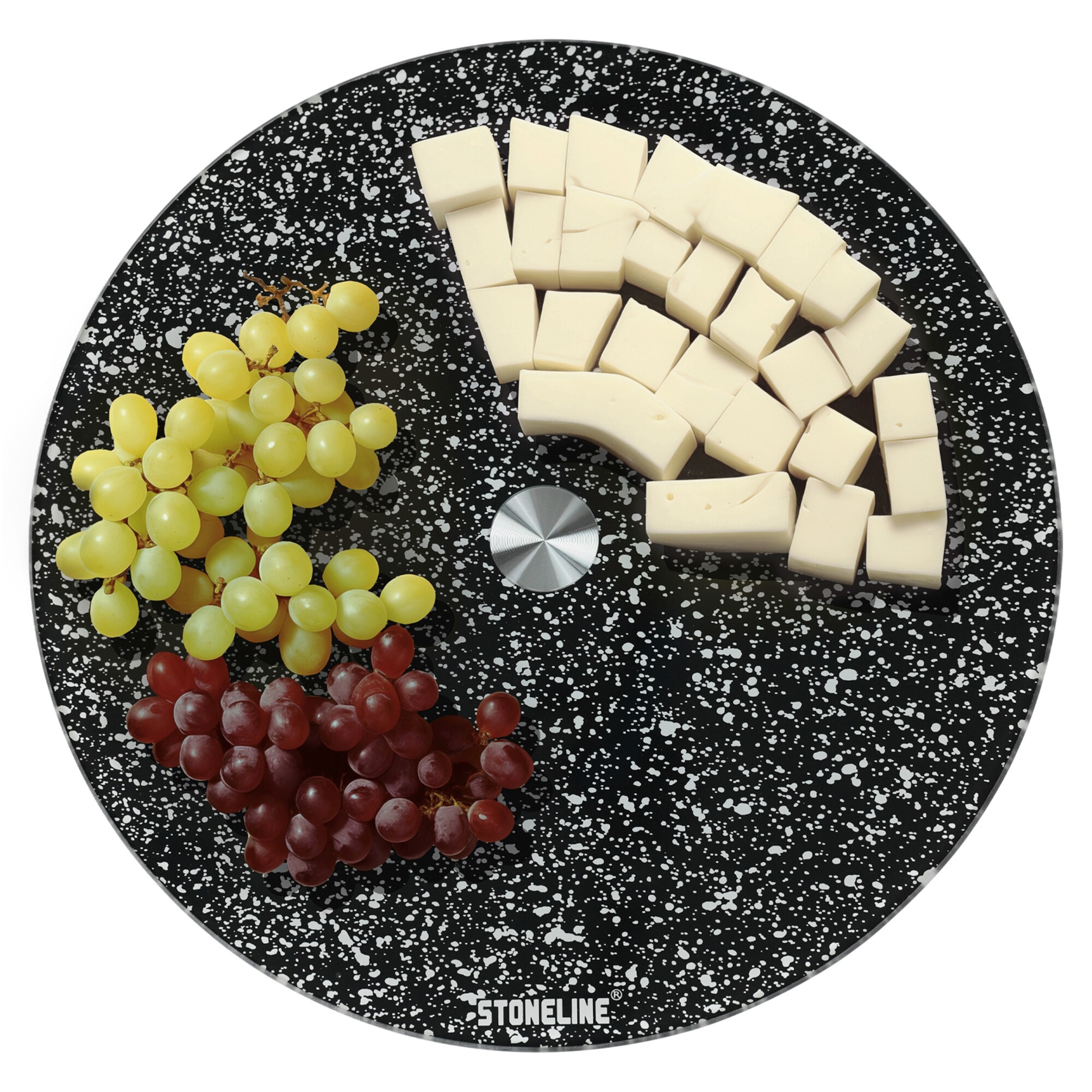 STONELINE® STONELINE Drehbare Glas Servierplatte Tortenplatte 32 cm | Schwarz