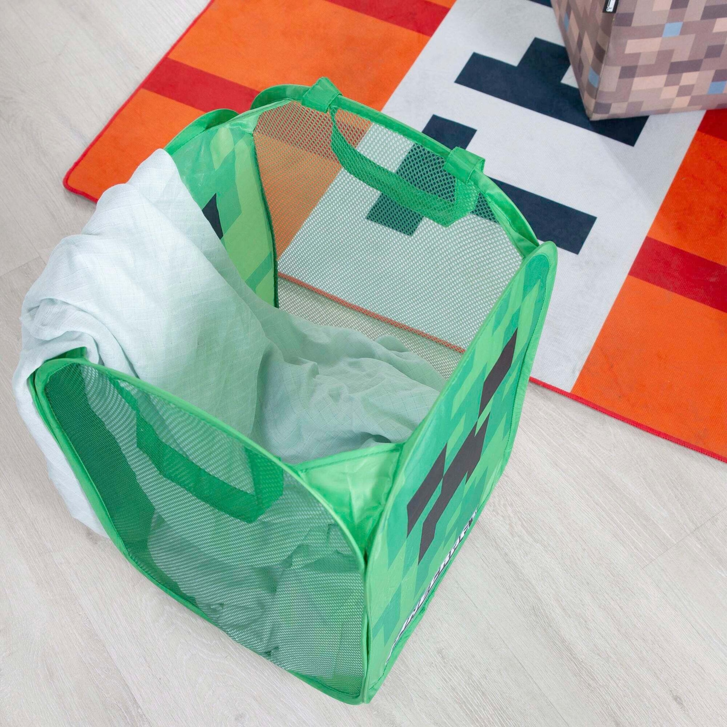 Roba Wäschebox aus Stoff, Faltbar mit 2 Hänkeln, Creeper Minecraft