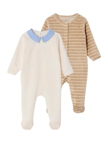 2er-Pack Baby Samt-Schlafanzüge mit Fuß
