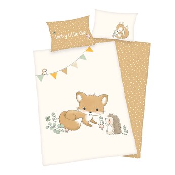 Renforcé Wende-Bettwäsche Waldfreunde 40x60 / 100x135 cm
