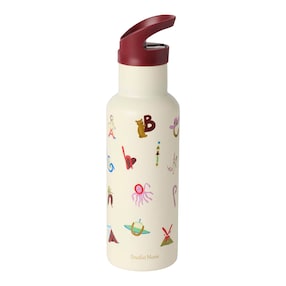 Edelstahl-Trinkflasche mit Strohhalm, 500ml