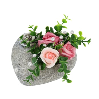 Composition florale pour tombe «Coeur et roses»