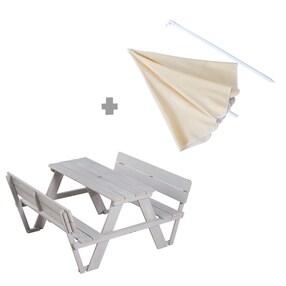 Kindersitzgruppe 'PICKNICK for 4' Outdoor +, mit Lehne, mit Schirm Set  Outdoor +