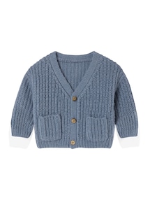 Baby Strickjacke mit V-Ausschnitt, Grobstrick
