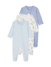 3er-Pack Baby Strampler mit Reißverschluss BASICS