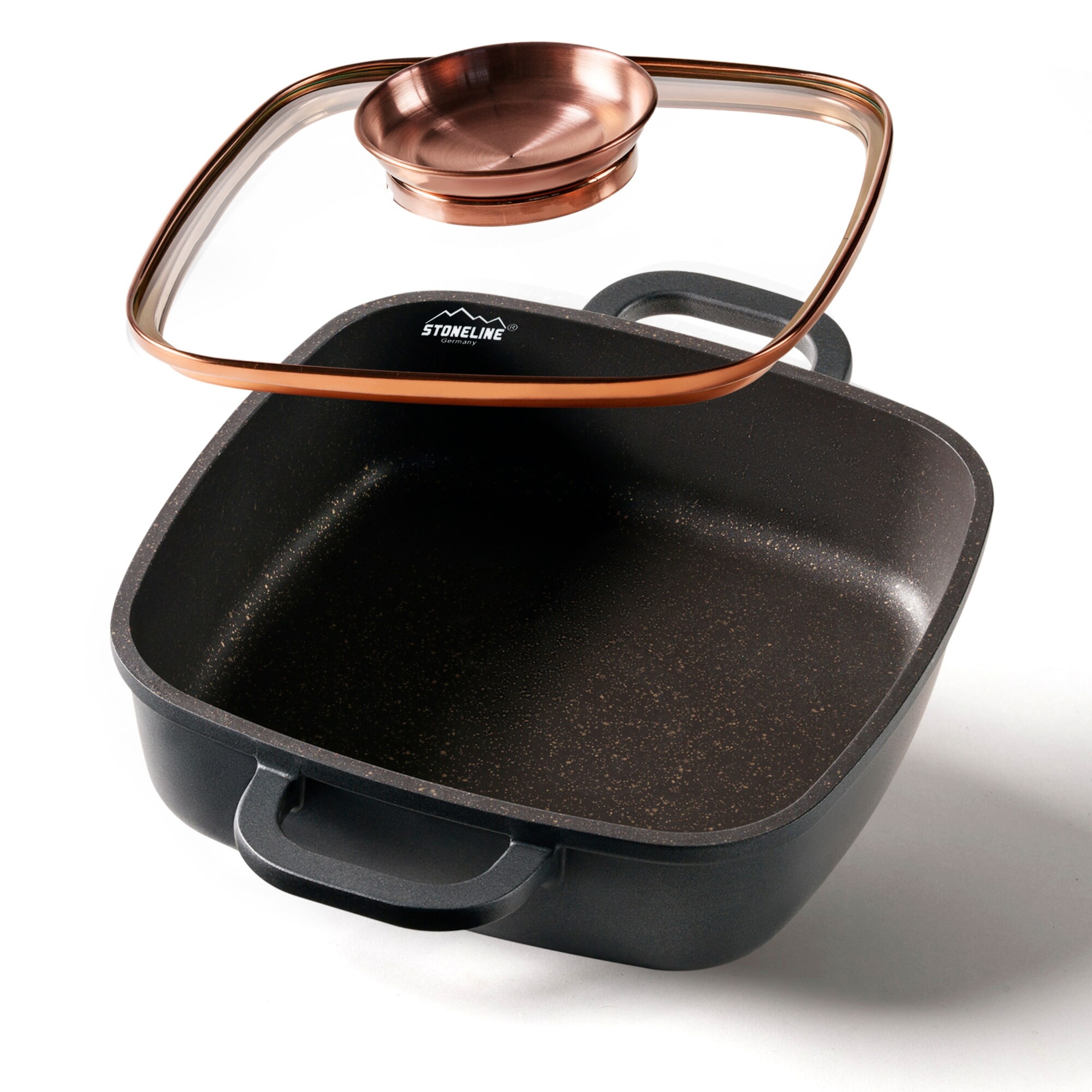 STONELINE® STONELINE Servierpfanne Eckig 20 cm Roségold | mit Deckel