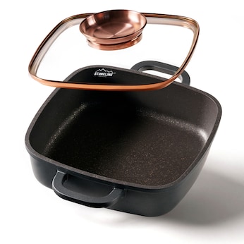 STONELINE Servierpfanne Eckig 20 cm Roségold | mit Deckel