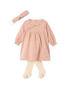 Baby-Set: Samt-Kleid, Haarband & Strumpfhose für Mädchen, Geschenkverpackung