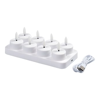 Led-accutheelichtjes, 8 stuks