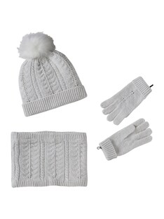 Mädchen-Set: Mütze, Rundschal & Handschuhe