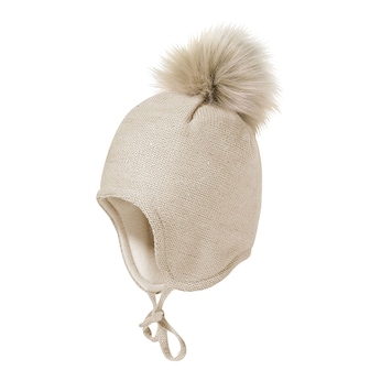 Winter-Strickmütze Glitzer Fake Fur