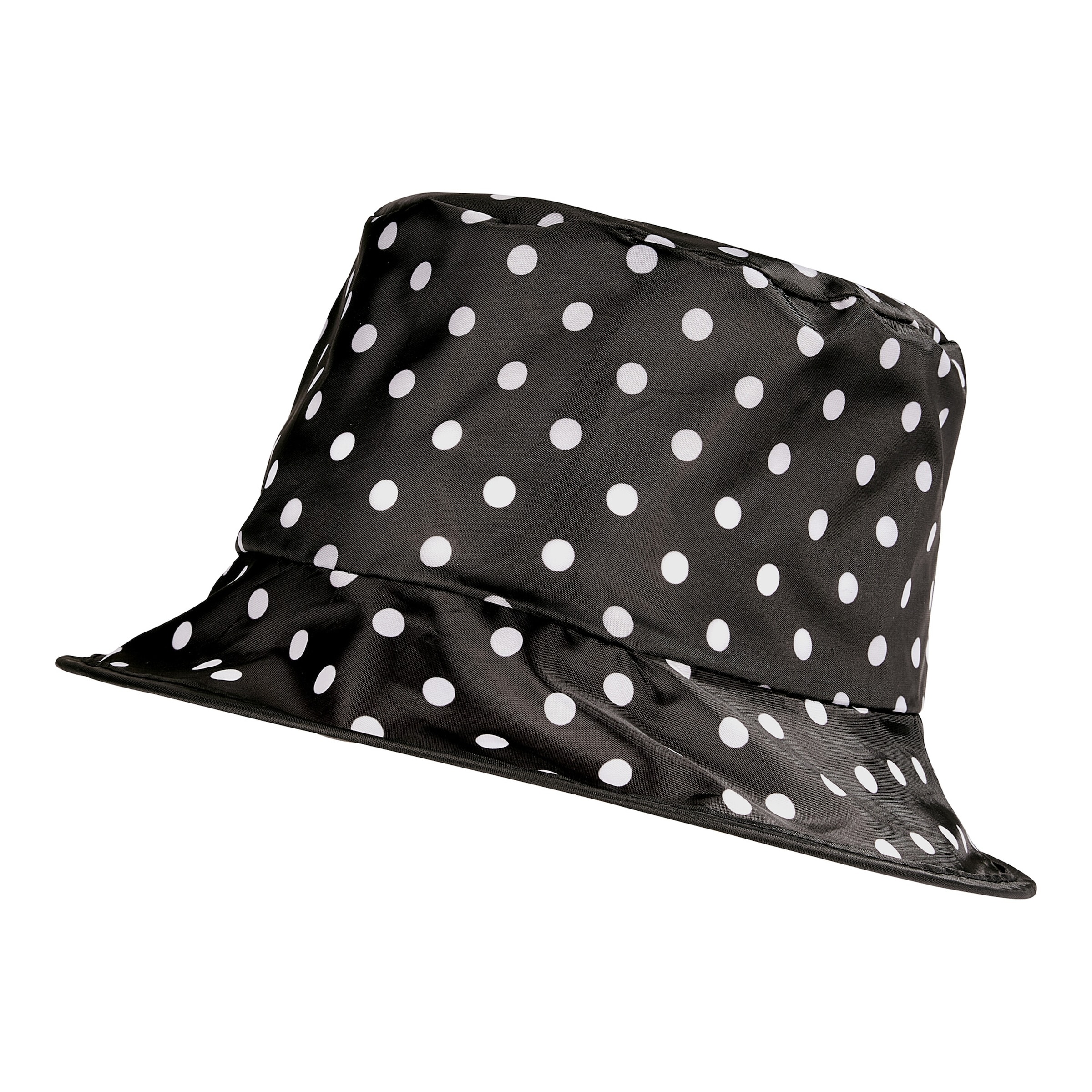 Regenhut mit Tasche "Punkte", schwarz