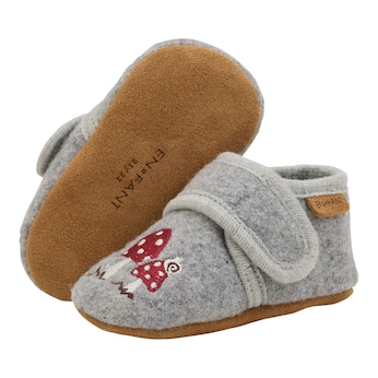 Chaussons/chaussures 4 pattes laine fermeture à scratch champignons