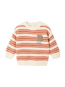 Baby Streifenpullover mit Frottee-Buchstabe