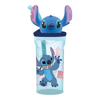 Trinkbecher mit Strohhalm und 3D-Figur Stitch, 360 ml