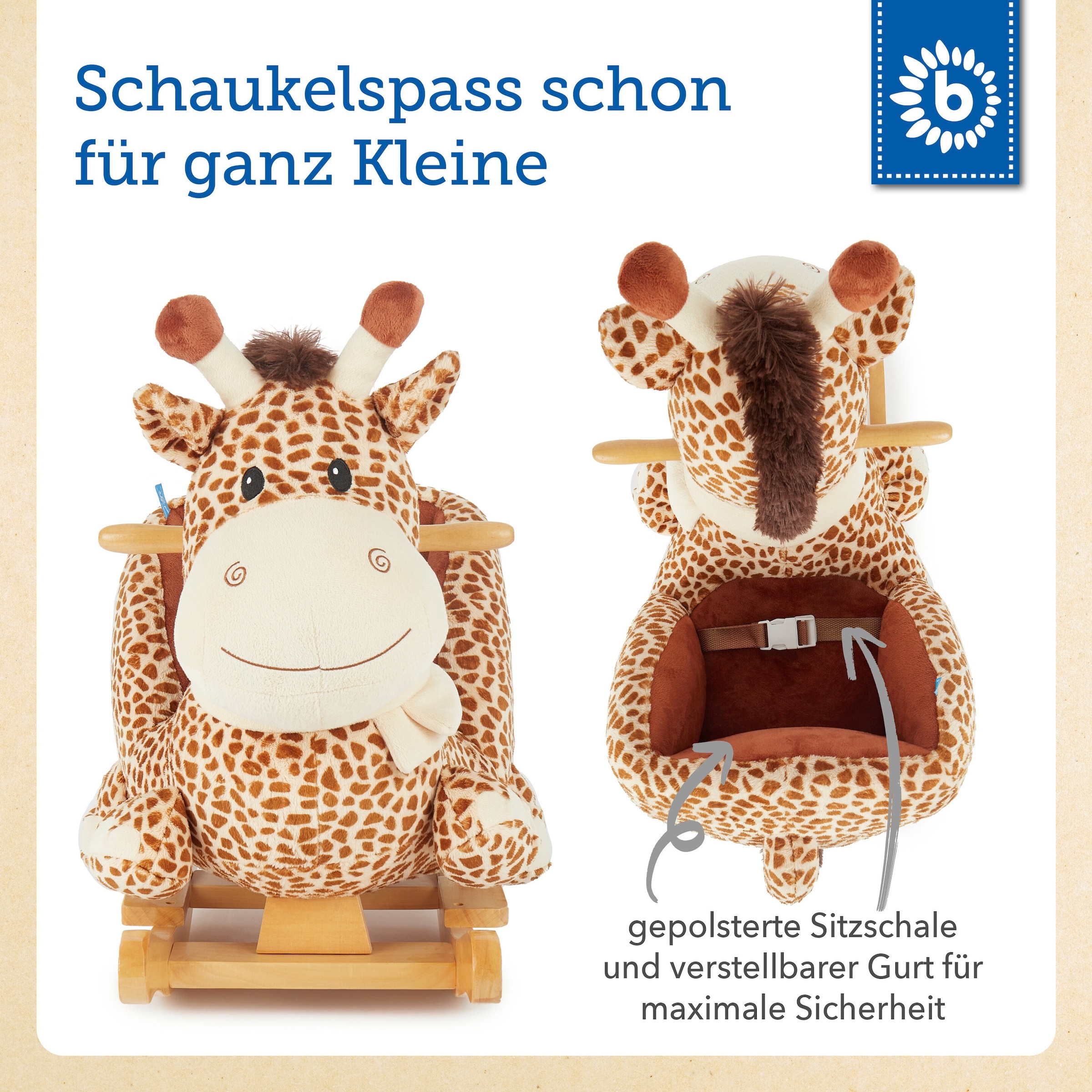 Bieco Plüsch Schaukeltier Giraffe
