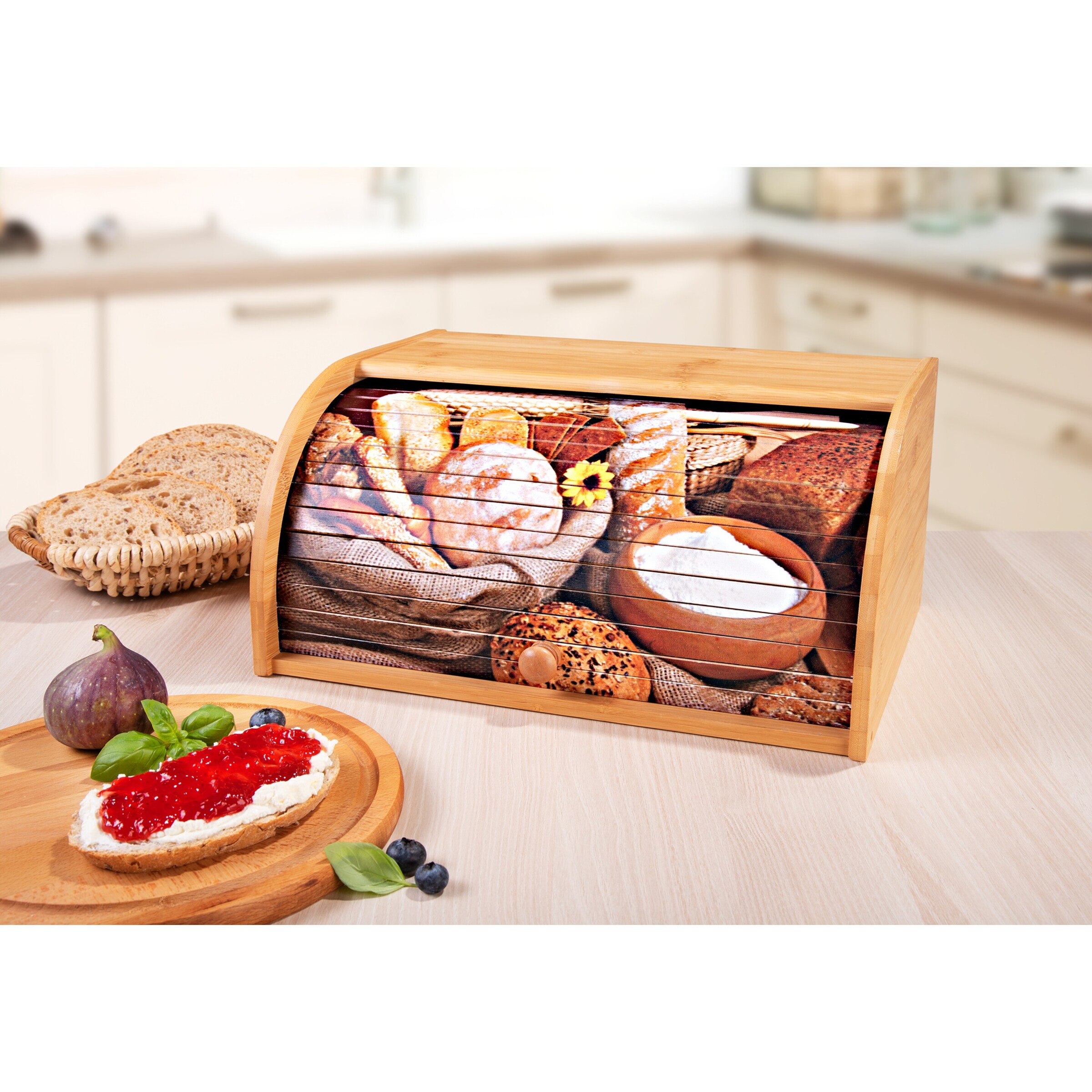 Bambus-Rollbrotkasten mit Motiv