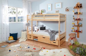 Etagenbett Finn Natur mit 4er Funktionsschubkasten