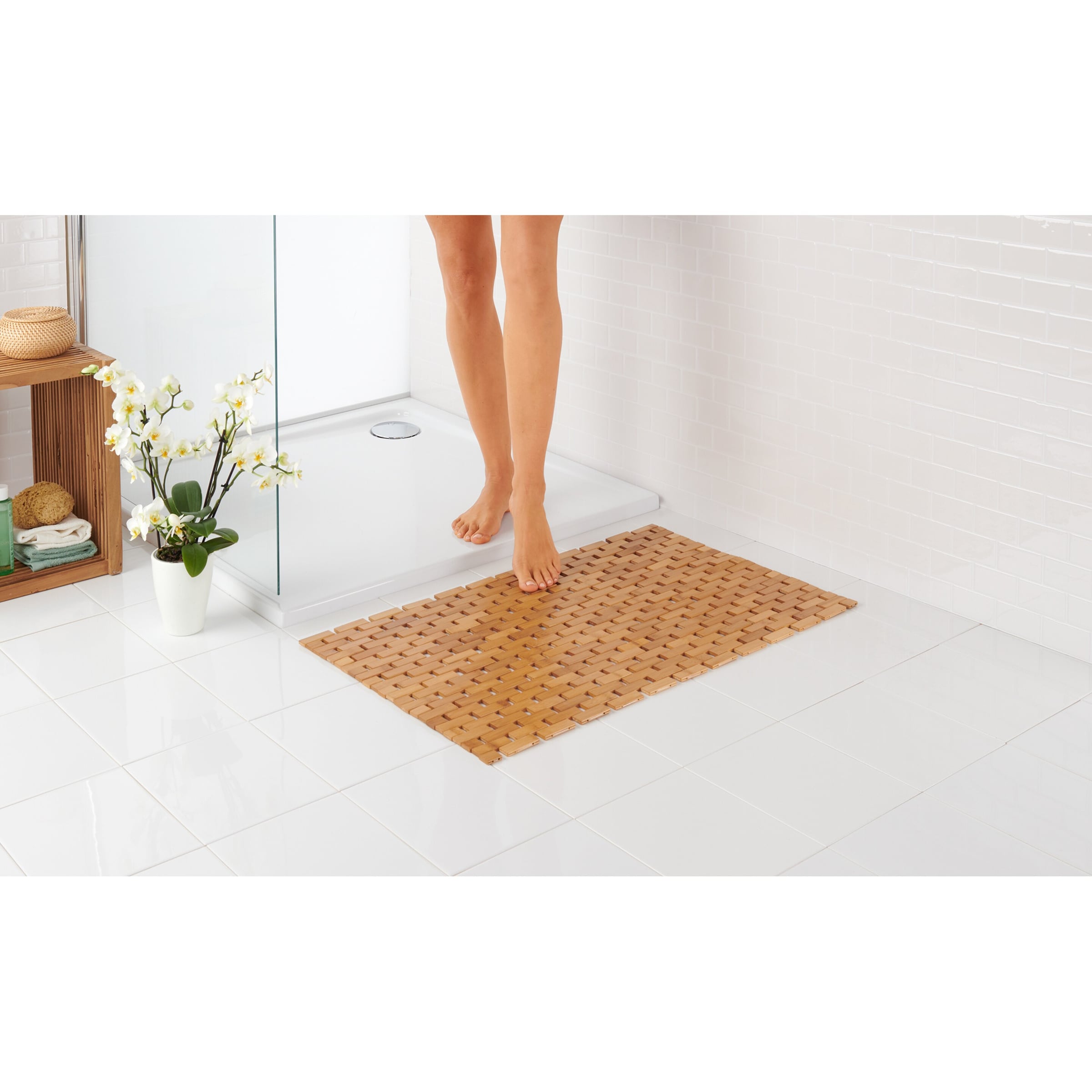 Badematte aus Bambus, rutschfest