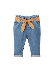 Mädchen Baby Jeans mit Stoffgürtel