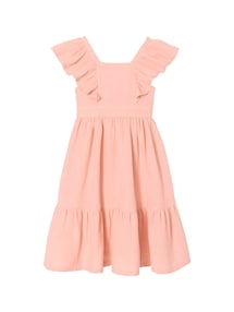 Midi-Kleid aus Baumwoll-Musselin mit Volanttr‰ger M‰dchen