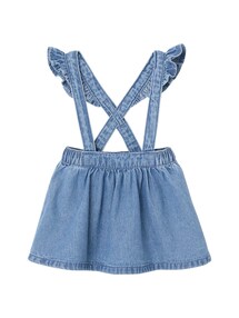 Jeansrock mit verstellbaren Träger und Volants Mädchen