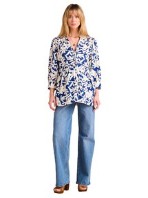 Bluse für Schwangerschaft und Stillzeit mit Blätterprint