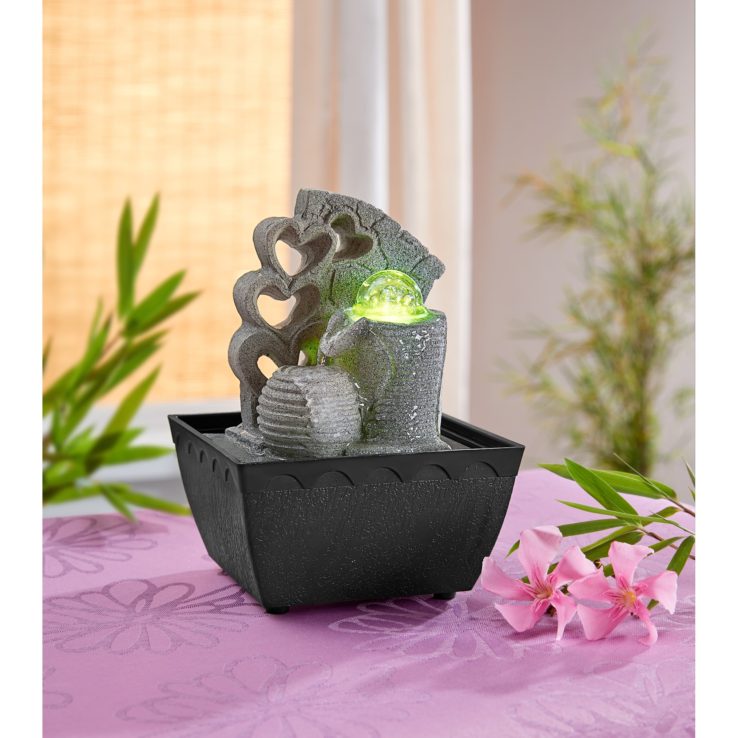 LED-Zimmerbrunnen "Herzen"