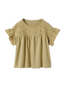 Blusenshirt mit Volant‰rmel und Lochstickerei, M‰dchen