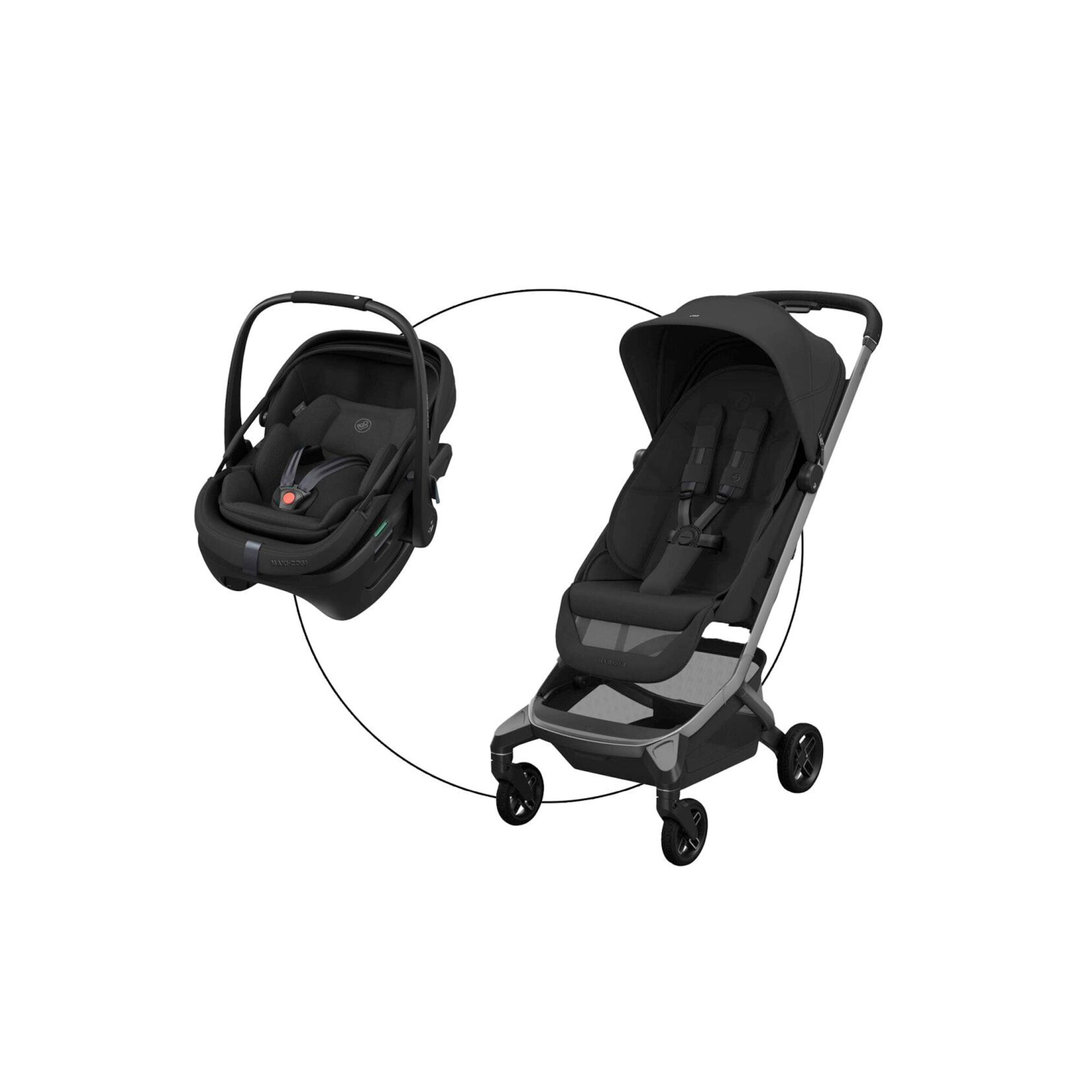 Maxi-Cosi Premium Buggy Fame Cabin inkl. Babyschale Coral Slide Pro schwarz