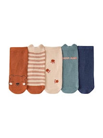 5er-Pack Baby Socken Bärenmotiv, Mix mit Bio-Baumwolle