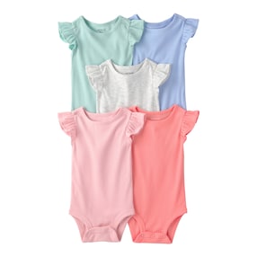 Lot de 5 bodys manches à ailettes maille côtelée