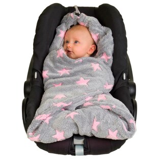 Babydecke Fleece Einschlagdecke für Autositz und Kinderwagen