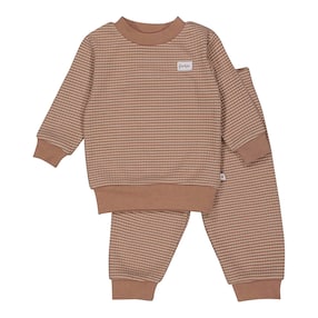 2-tlg. Set Sweatshirt und Jogginghose Waffelpiqué-Optik