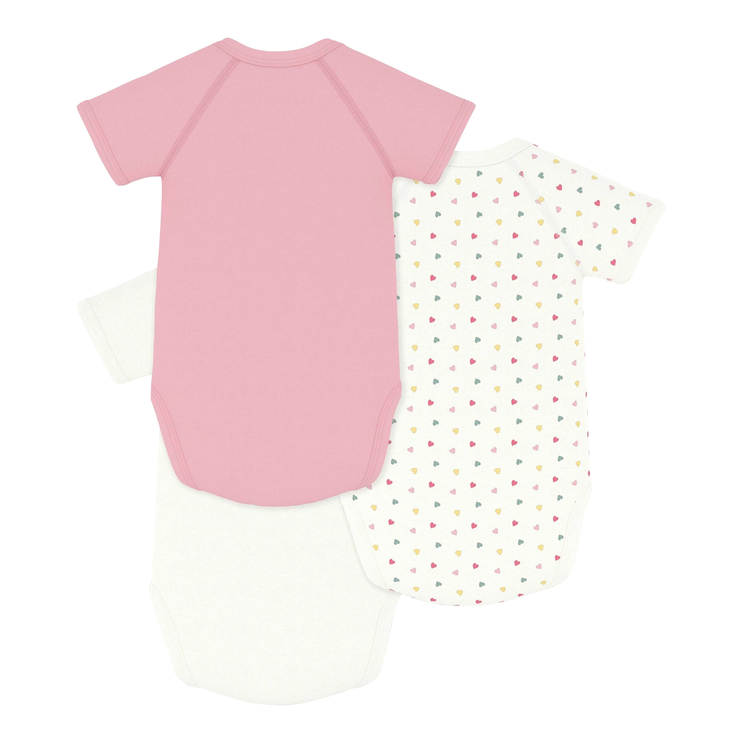 Petit Bateau 3er-Pack Wickelbodys kurzarm Herzen