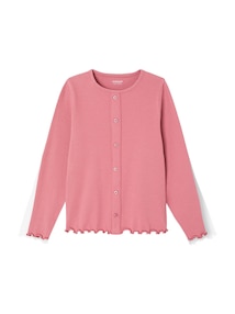 Langarmshirt aus Ripp Mädchen, Zierknopfleiste