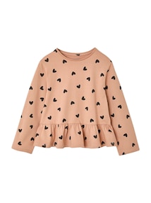 Langarmshirt mit Schößchen Mädchen, Baumwolle