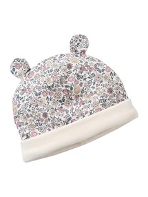 Geblümtes Baby-Set: Mütze & Rundschal mit Teddyfleece-Futter