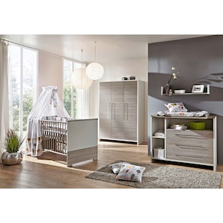 3-tlg. Babyzimmer Eco Silber mit 3-türigem Kleiderschrank