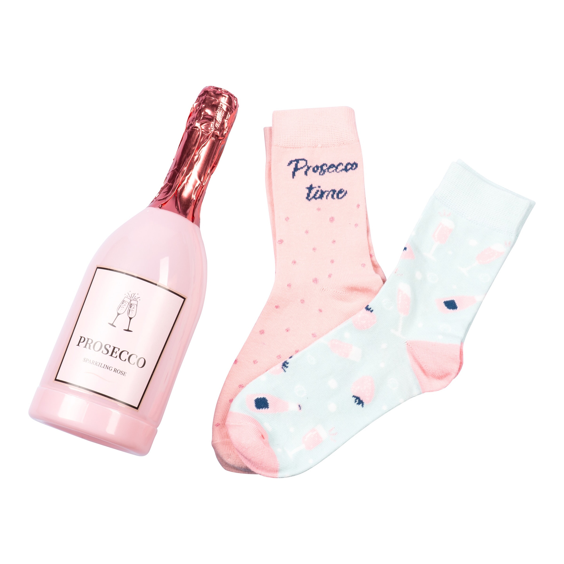 Geschenk-Set "Socken-Prosecco-Flasche", 2 Paar