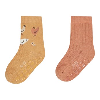 2er-Pack ABS-Socken Hühner Rippqualität 
