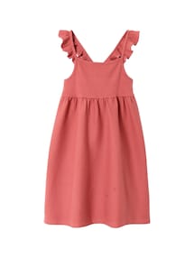 Mädchen Kleid mit Volant-Trägern aus Rippjersey