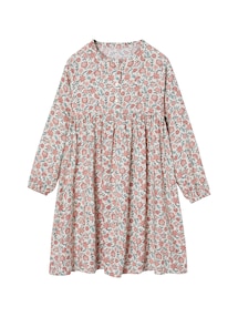 Mädchen Kleid mit Knopfleiste vorn und Printmuster