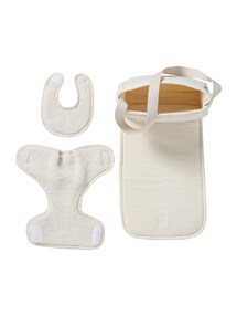 Puppen-Wickeltasche mit Windel und Lätzchen VINTAGE BLUMEN