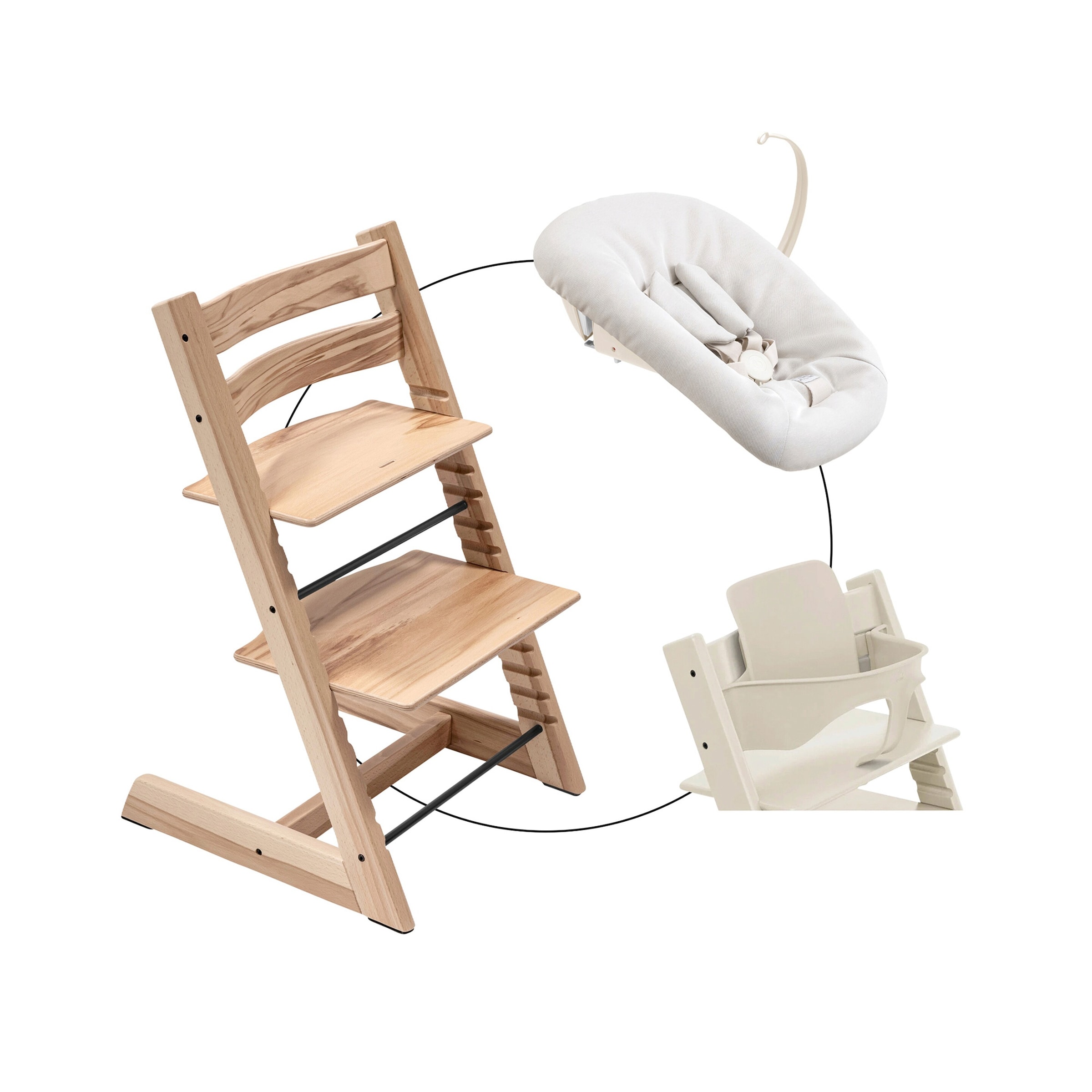 Stokke® Tripp Trapp® Bundle Treppenhochstuhl inklusive Newbornset Vanilla White & Babyset