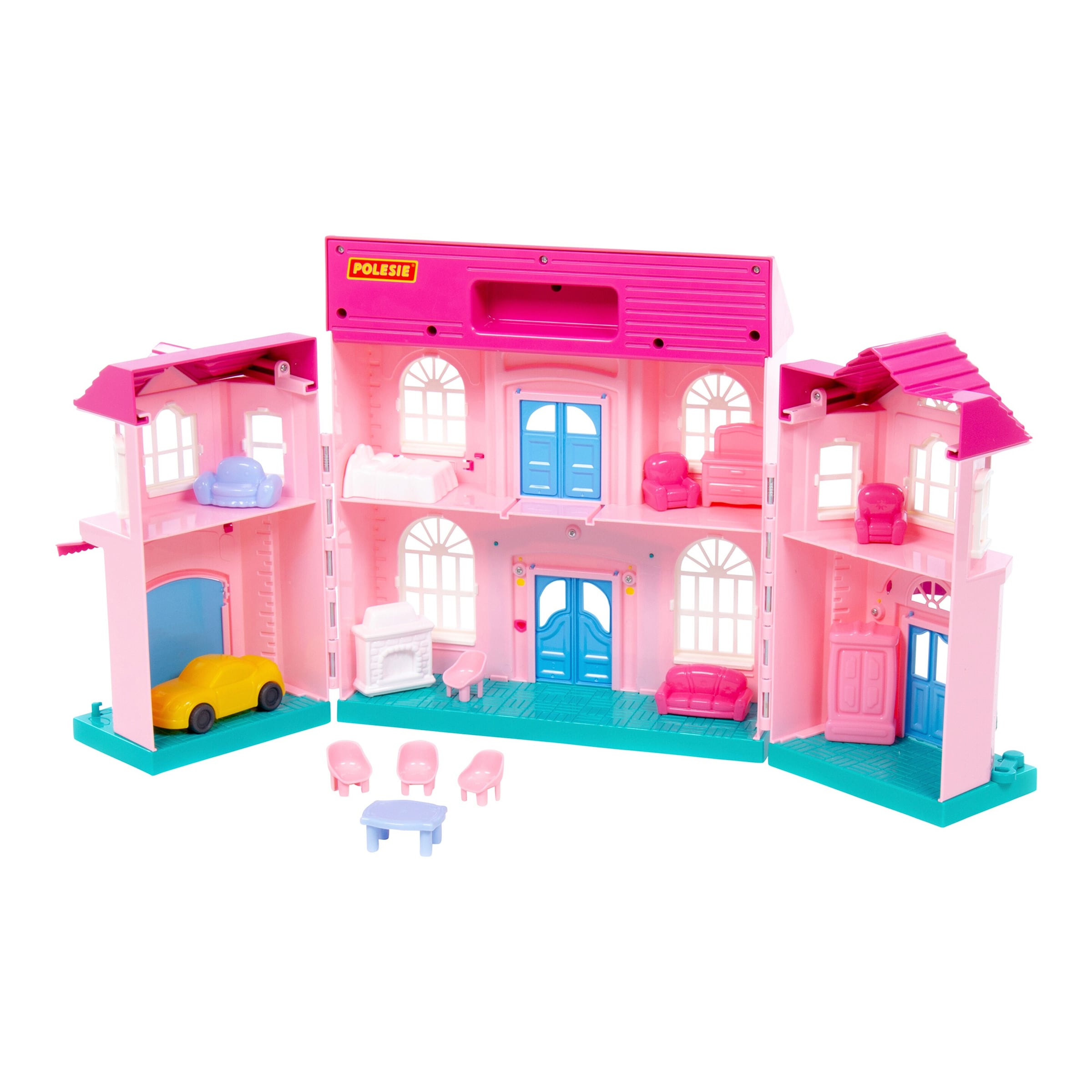 Puppenhaus Sophie mit Möbel und Auto 14-tlg.