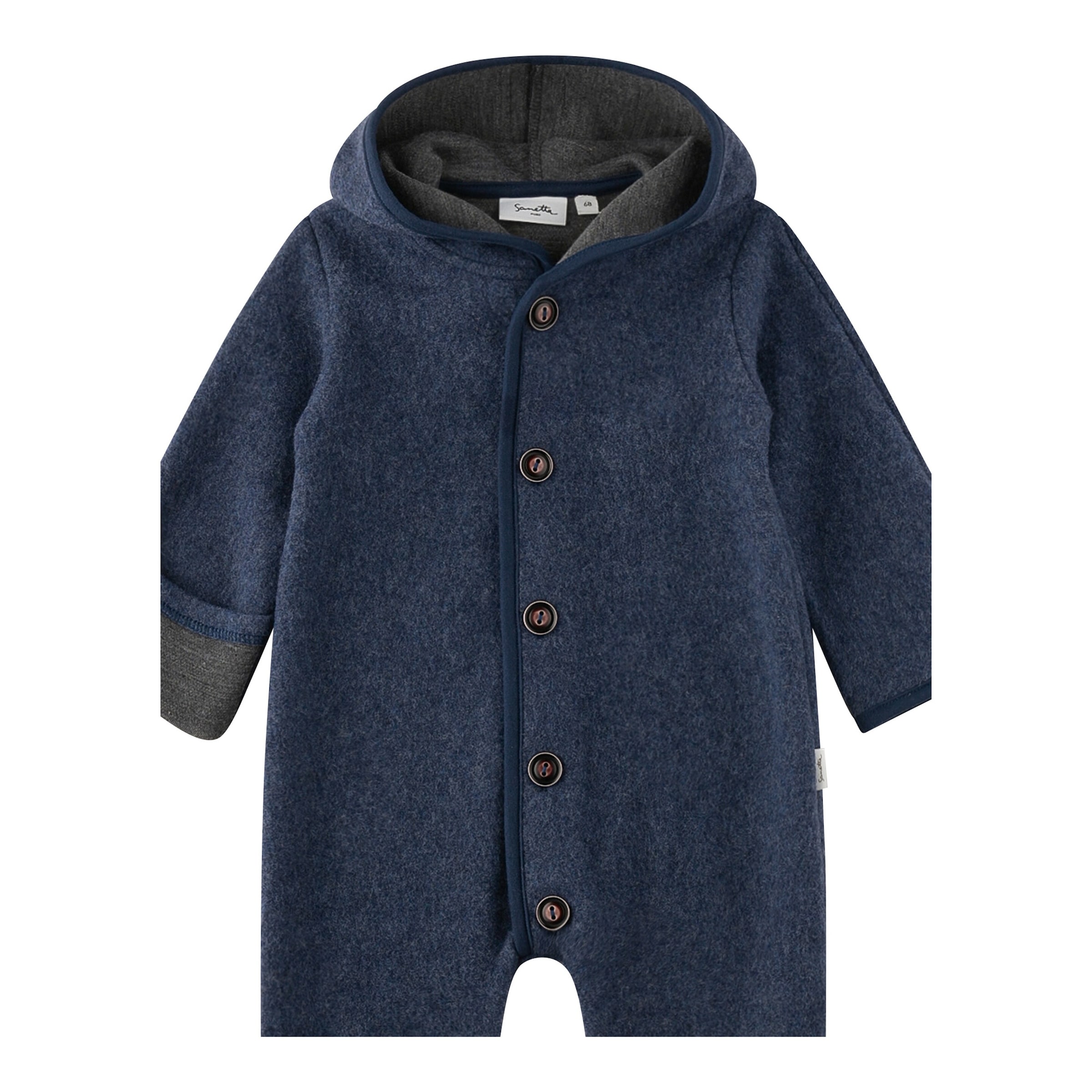 Wollfleece-Overall mit Kapuze Klappbündchen