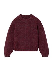 Pullover Boxy Fit Mädchen, Stehkragen in Rippstrick, Zopfmuster vorn